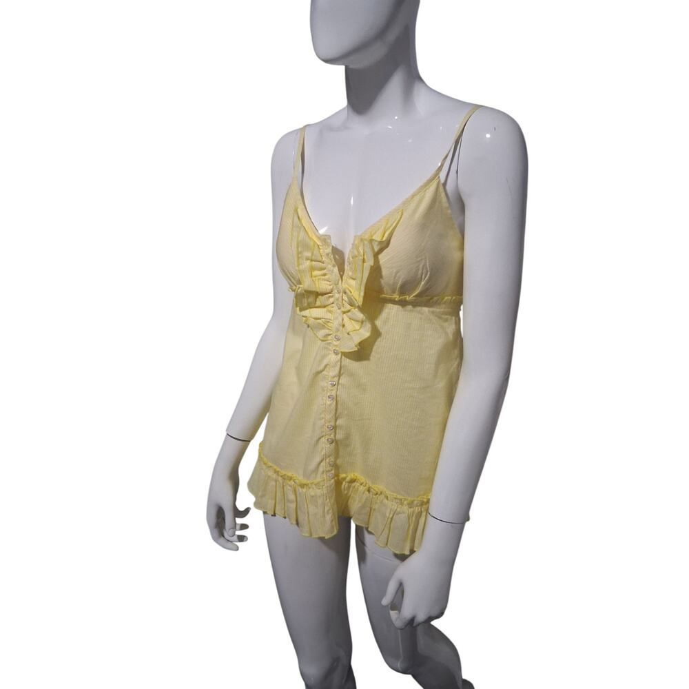 Y2K Junior size M Babydoll Ruffle‎ Grungecore  Indie Sleaze Smocked Tank Top - Picture 2 of 9
